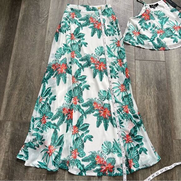 Lulu’s Evadne White and Teal Tropical Print Two-Piece Maxi Dress NWT Size XS - Picture 13 of 16